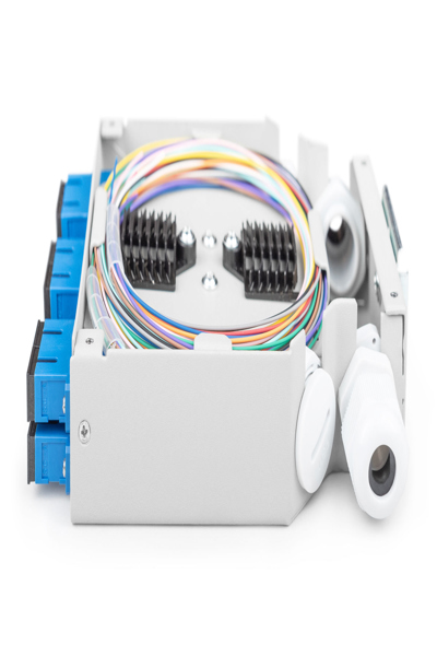 DIGITUS Fiber optic DIN rail box, OS2, equipped, with SC adapter and pigtail - DN-963890