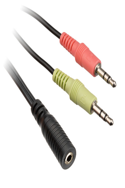Câble adaptateur pour casque audio InLine - 2x 3,5 mm M vers 3,5 mm F 4 broches - CTIA - 0,15 m