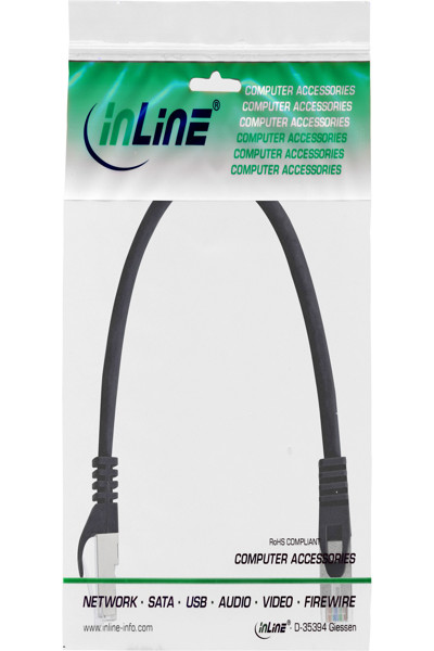 Câble de raccordement InLine Cat.5e SF/UTP noir 0,3 m