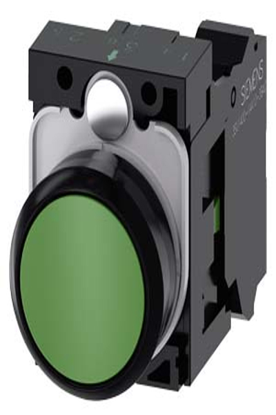 Siemens 3SU1100-0AB40-3BA0, Plastic, Black, Green, 500 V, 30 mm, 60.7 mm, 40 mm