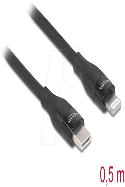 Delock USB-C to Lightning Data and Charging Cable MFi Certified Black 0.5m - 86636