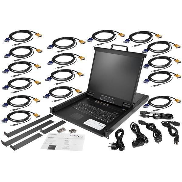 StarTech - KVM Console with KVM Switch - 16 ports - PS/2, USB - 48.3 cm (19") - rack mountable - 1280 x 1024 - 250 cd/m? - 1000:1 - VGA - Black - 1U - RKCONS1916K