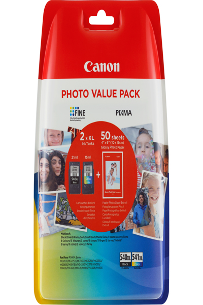 Cartouche d'encre Canon PG-540XL/CL-541XL à haut rendement + papier photo - Pack économique - Rendement élevé (XL) - Encre pigmentée - 21 ml - 15 ml - Multipack
