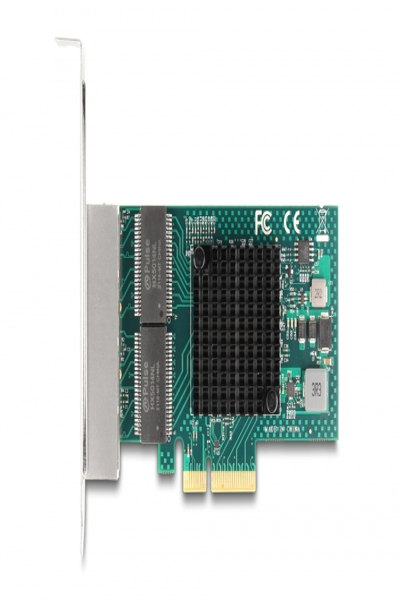 Delock PCI Express x4-kort till 4 x RJ45 Gigabit LAN BCM, PCIe, RJ-45, Hona, PCIe 2.0, Grå, PC - 88208