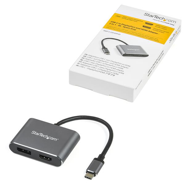 StarTech USB C Multiport Video Adapter 4K 60Hz HDMI DP - CDP2DPHD