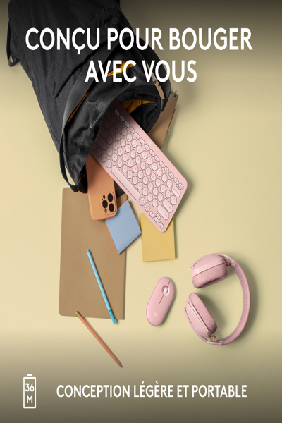 Logitech Pebble Keys 2 K380s - Mini - Wireless - RF Wireless + Bluetooth - Scissor key switch - AZERTY - Pink - 920-011805