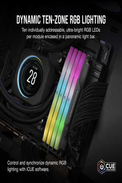 VENGEANCE RGB DDR5 6000MHz 32GB 2x16GB Grå AMD EXPO - CMH32GX5M2E6000Z36