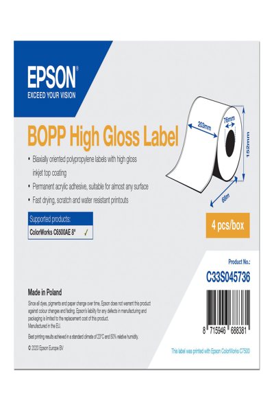 Adhésif acrylique permanent haute brillance Epson BOPP