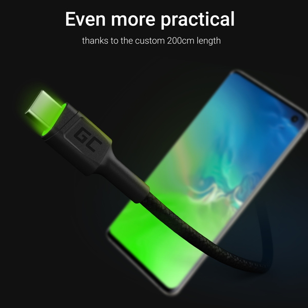 Green Cell KABGC13 - 2 m - USB A - USB C - USB 2.0 - KABGC13