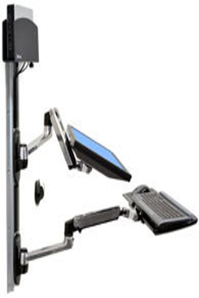 Système de fixation murale Ergotron Série LX - 9,1 kg - 68,6 cm (27") - 75 x 75 mm - 100 x 100 mm - Hauteur réglable - Noir - Argent