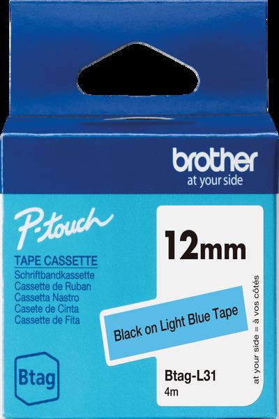 Brother BTAG-L31 svart på ljusblått - BTAGL31