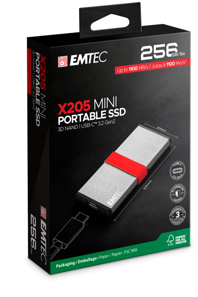 EMTEC X205 Mini 256GB USB-C 3.2 flash drive - ECSSD256GX205