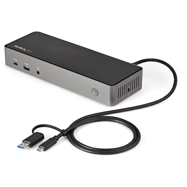 StarTech USB-C & USB-A Dock - Hybrid Universal Triple Monitor Laptop Docking Station DisplayPort & HDMI 4K 60Hz - 85W Power Delivery, 6x USB Hub, GbE, Audio - USB 3.1 Gen 2 10Gbps - Docking station - USB-C - 3 x HDMI, 3 x DP - GigE - 85 Watt - DK31C3HDPDUE