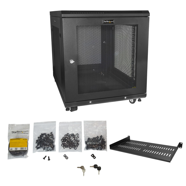 StarTech Server Rack Cabinet - 78.70cm (31") Deep Enclosure - 12U - Cabinet - Black - 12U - 78.7cm (31") (RK1233BKM) - RK1233BKM