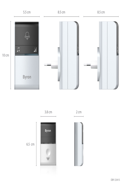Byron DBY-23415 Wireless doorbell set B415 - Black - White - 80 dB - Home - Office - IP44 - 10 pc(s) - 2 pc(s)