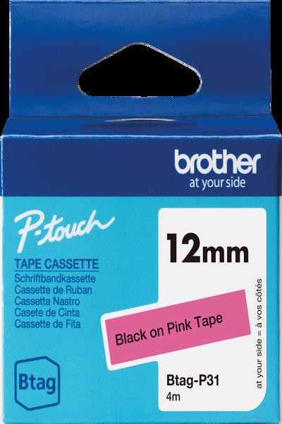 Brother BTAG-P31 - Svart på rosa - BTAGP31