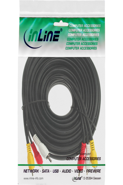 Câble AV en ligne 3x RCA mâle vers mâle 10 m