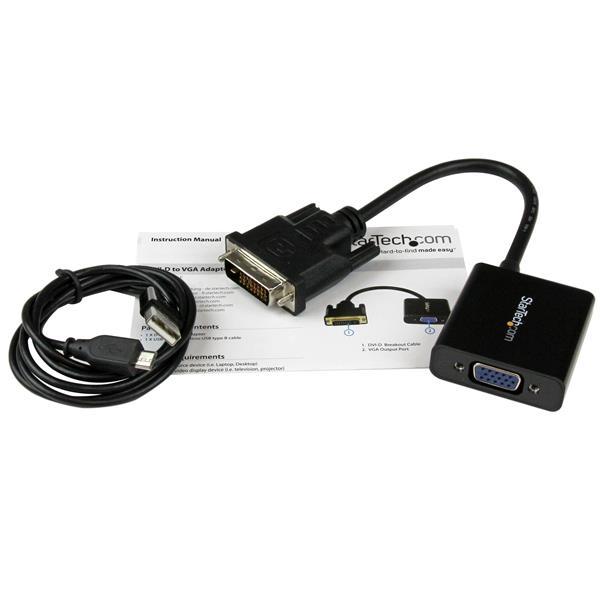 StarTech DVI-D to VGA Active Adapter Converter Cable - 1080p - 0.19 m - 1920 x 1080 pixels - 720p,1080p - Black - Active video converter - CE - FCC - RoHS - DVI2VGAE