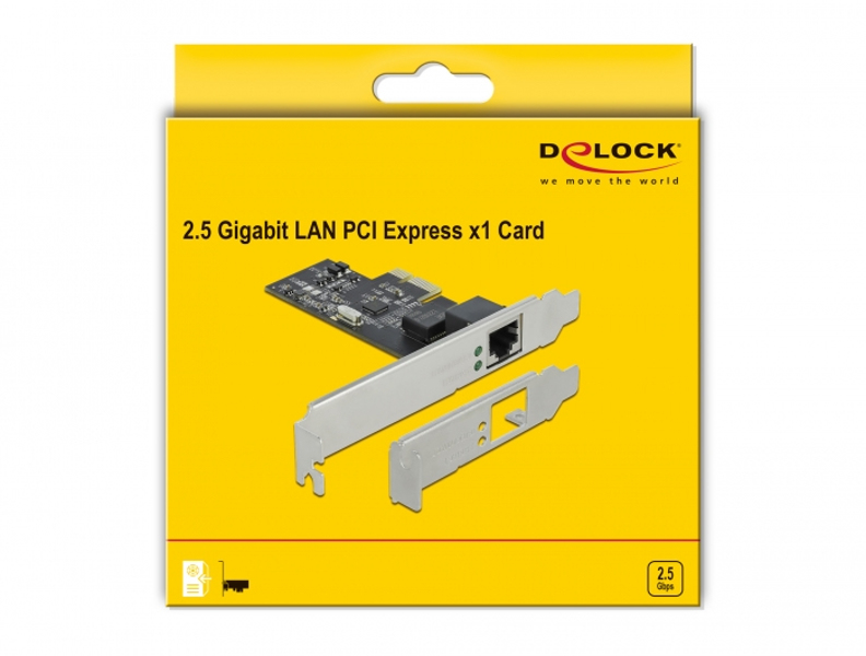 Delock PCIe x1 card for 1 x 2.5 Gigabit LAN - network adapter - 89564