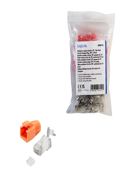 LogiLink MP0078 - RJ45 Modular Stecker Cat.6a Cat.7 10 StÃƒÂ¼ck - MP0078