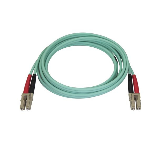 StarTech Aqua OM4 Duplex Multimode Fiber - 2m / 6 ft - 100 Gb - 50/125 - OM4 Fiber - LC to LC Fiber Patch Cable (450FBLCLC2) - Network cable - 2 m - Aquamarine - 450FBLCLC2