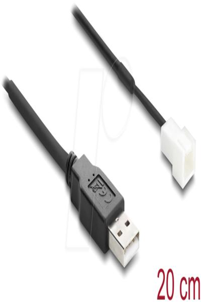 Delock Fan Cable USB 2.0 Type-A Plug to 2 Pins Populated Fan Connector Plug - Cable - Digital - 91225
