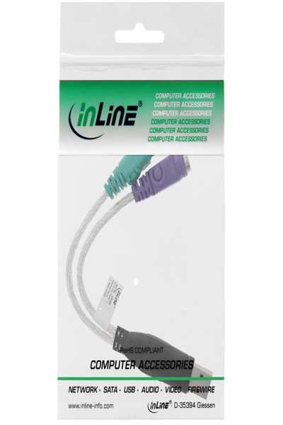 Convertisseur USB vers PS/2 en ligne USB Type A mâle / 2x PS/2 femelle