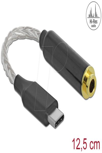 Delock Audio adapter - 24 pin USB-C male to balanced stereo 4.4 mm female - 66302