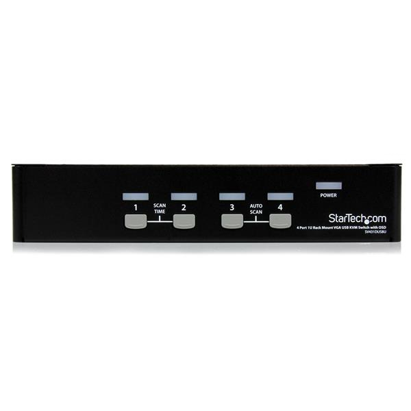 StarTech 4 Port 1U Rackmount USB KVM Switch with OSD - 1920 x 1440 pixels - Rack mounting - 5.4 W - 1U - Black - SV431DUSBU