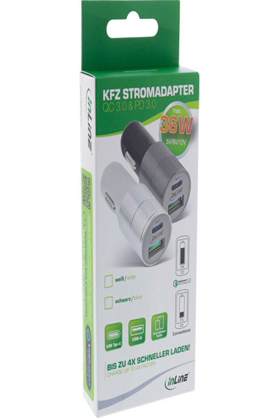 Chargeur de voiture USB InLine Quick Charge 3.0 - noir