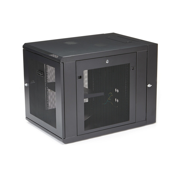 StarTech.com 12HE Wandmontage Server Rack - bis zu 81cm tief - Gehäuse mit Scharnier - Nätverksskåp - Server Schrank - Schrank für Rack-Gehäuse - Wand montierbar - Schwarz - 12U - RK1232WALHM
