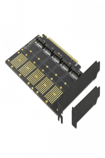 Delock PCI Express x16 Card to 5 x internal M.2 Key B / SATA - PCIe - M.2 - PCIe 3.0 - 0.5 m - China - Windows 10 - Windows 7 - Windows 8.1 - 90435