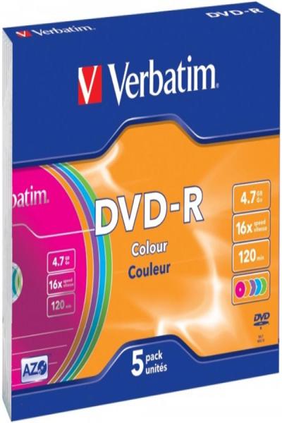 Verbatim Colours - 5 x DVD-R - 4.7 GB 16x - 43557
