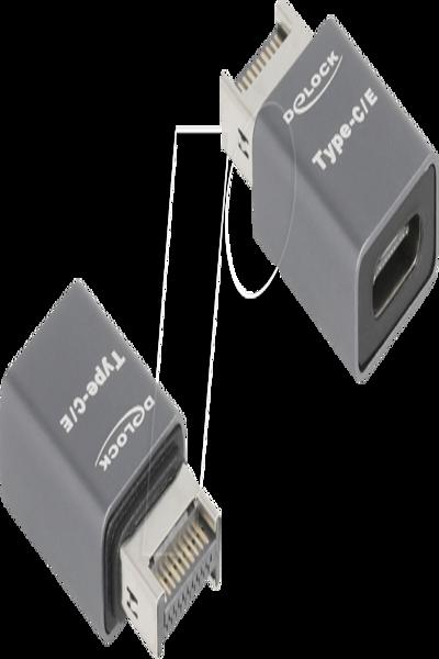 Delock Adapter USB 10 Gbps Typ-E Key A Stecker zu Type-C Buchse Metall - Adapter - 67234