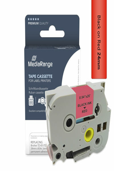 MediaRange 24 mm svart/röd tejp - MRBTZ451