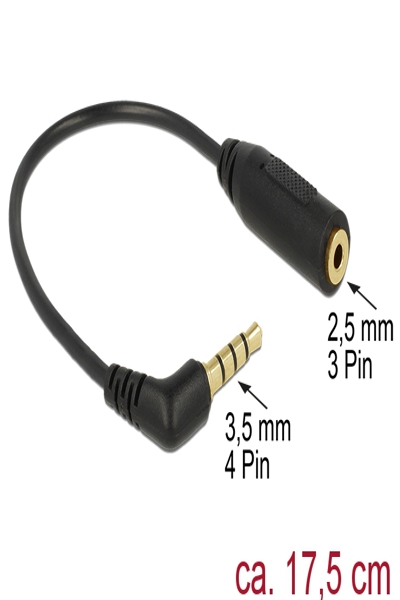 Delock Headphones adapter - stereo micro jack female to 4-pole mini jack male angled - 65673
