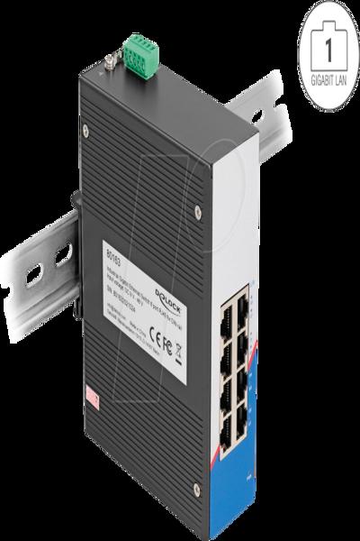 Delock Industrial Switch RJ45 for DIN Rail 1 Gbps - 80163