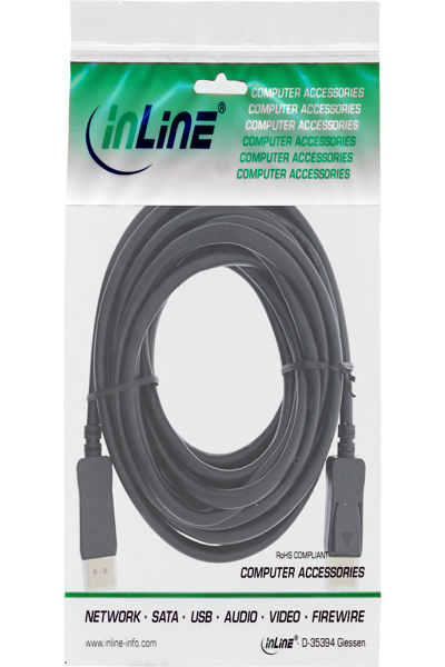 Câble actif InLine DisplayPort 1.4 - 8K4K - noir - or - 10 m