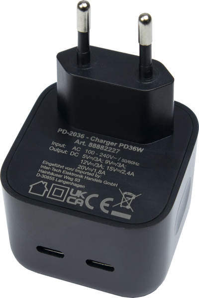 Inter-Tech PD-2036 - Intérieur - CA - 20 V - Noir