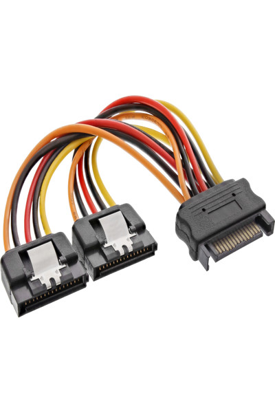 Câble d'alimentation SATA en Y femelle / 2x mâle avec loquet de sécurité - 0,30 m