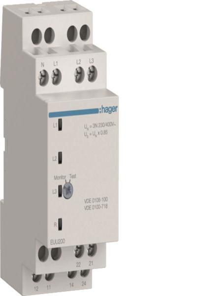 Hager EUU200 Control Relay Undervoltage 1P+N/3P+N