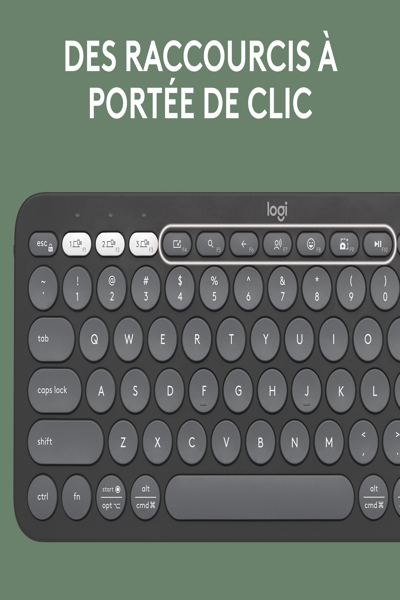 Logitech Pebble Keys 2 K380s - Mini - Wireless - RF Wireless + Bluetooth - Scissor key switch - AZERTY - Graphite - 920-011803