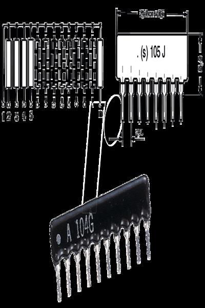 Frei SIL 5-4 10K - Widerstandsnetzwerk 10 kOhm Sternschaltung 4Wid