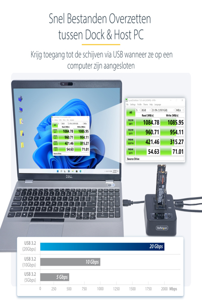 StarTech.com 1:1 fristående M.2 NVMe-hårddiskduplikator och dockningsstation - M2-HDD-DUPLICATOR-N1