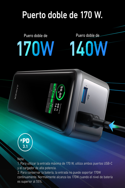 Anker Prime power bank, 27650mAh, 250W, black - A1340011