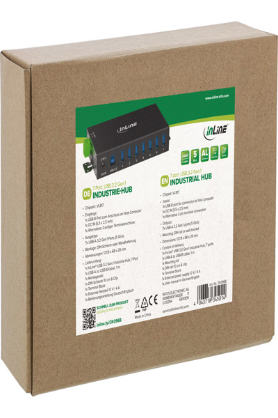 Buy INLINE USB 3.2 GEN.1 INDUSTRIAL HUB 7 PORT ALUMINIUM WITH POWER SUPPLY