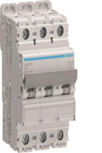 Disjoncteur Hager NQN310 3 pôles 25kA 10A 3 modules