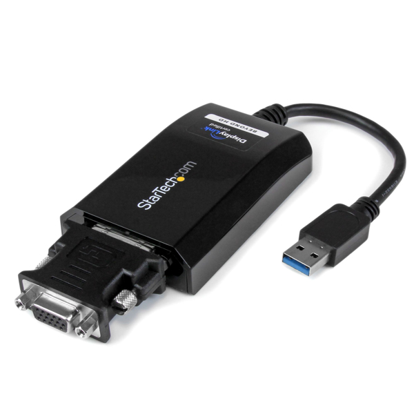 StarTech USB3.0 to DVI / VGA Video Adapter - External Multi Monitor Graphics Card - 2048x1152 - External Video Adapter - DisplayLink DL-3100N - 512MB DDR2 - SuperSpeed USB3.0 - DVI - Black (USB32DVIPRO) - USB32DVIPRO