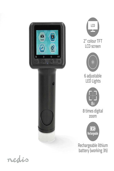 Nedis Microscope Camera| Maximum battery play time| Built-in microphone| 1080P| - Digital Camera - 5.1 cm