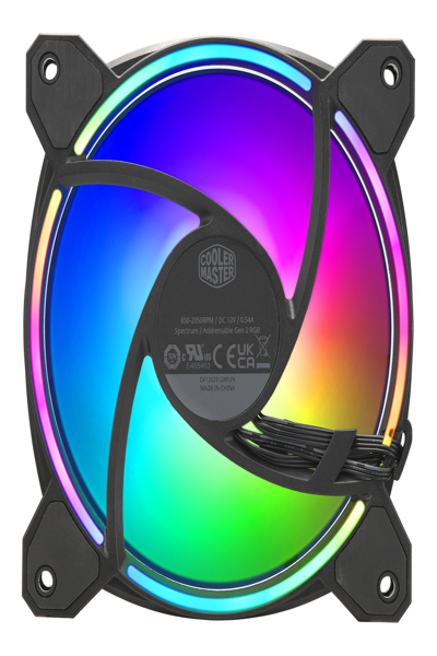 Cooler Master MasterFan MF120 Halo² 3in1. Type: Fan, Fan diameter: 12 cm, Rotational speed (min): 0 RPM, Rotational speed (max): 2050 RPM, Maximum air pressure: 2.89 mmH2O, Bearing type: Rifle bearing. Product colour: Black - MFL-B2DN-213P2-R2